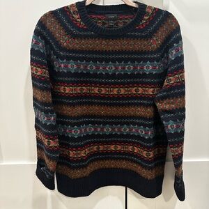 J. Crew Men's Navy Multicolor Crewneck Sweater